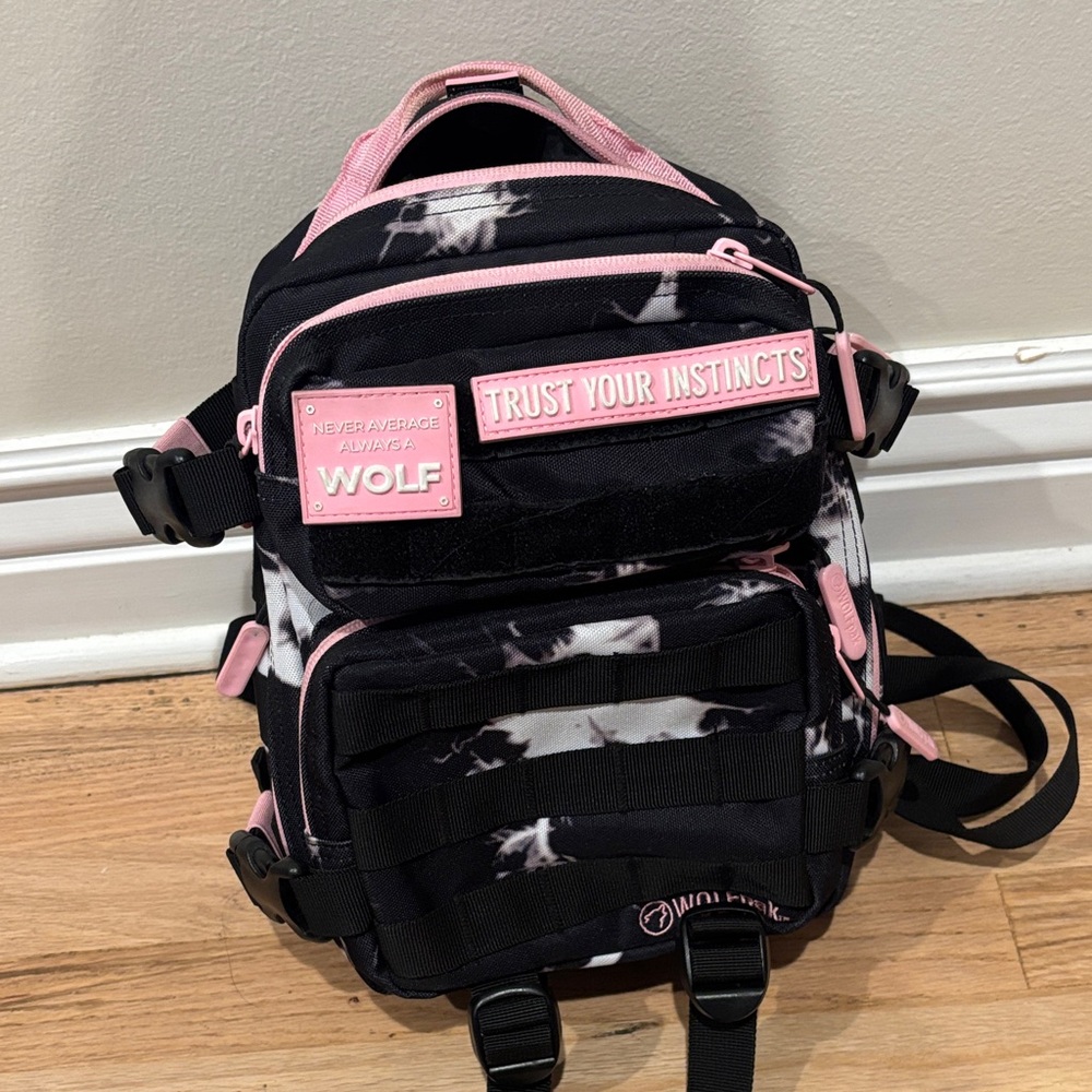Wolfpak Black and Pink Women's Backpack 9L
